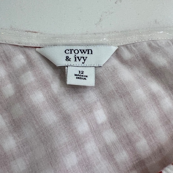 Crown & Ivy Red Gingham One Shoulder Cotton Dress Size 12 - Picture 6 of 13